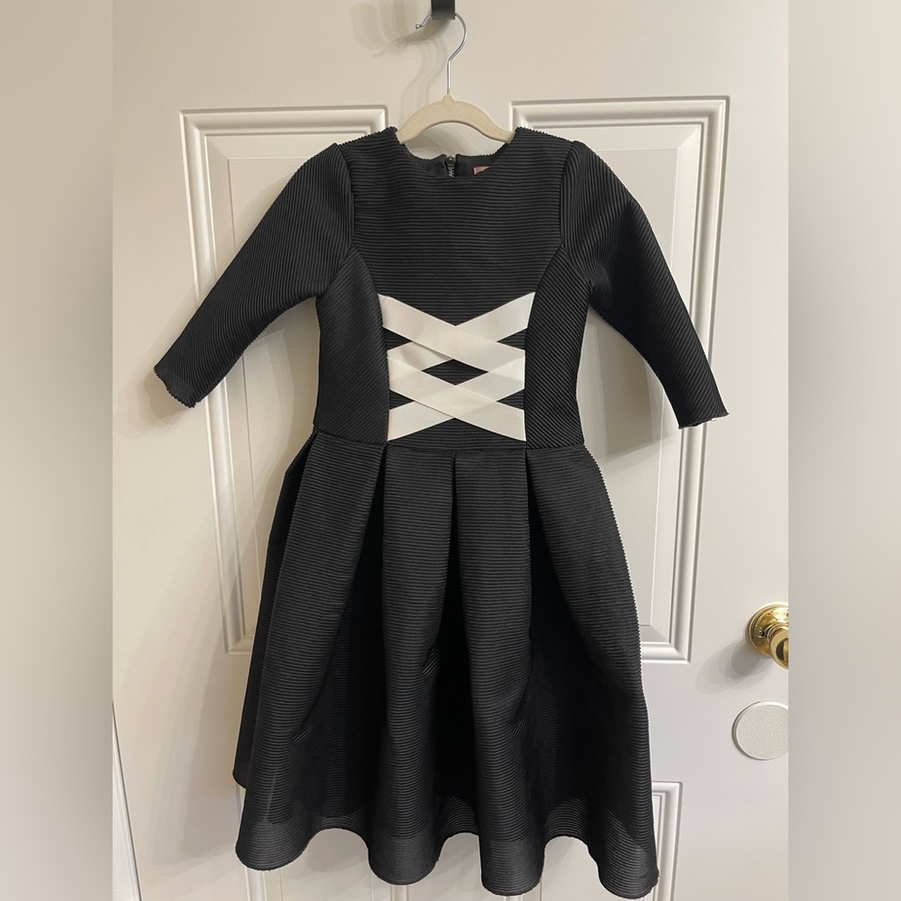Chic Black Textured Dress|Ribbon Detail | Perfect for Special Occasion/Pictures